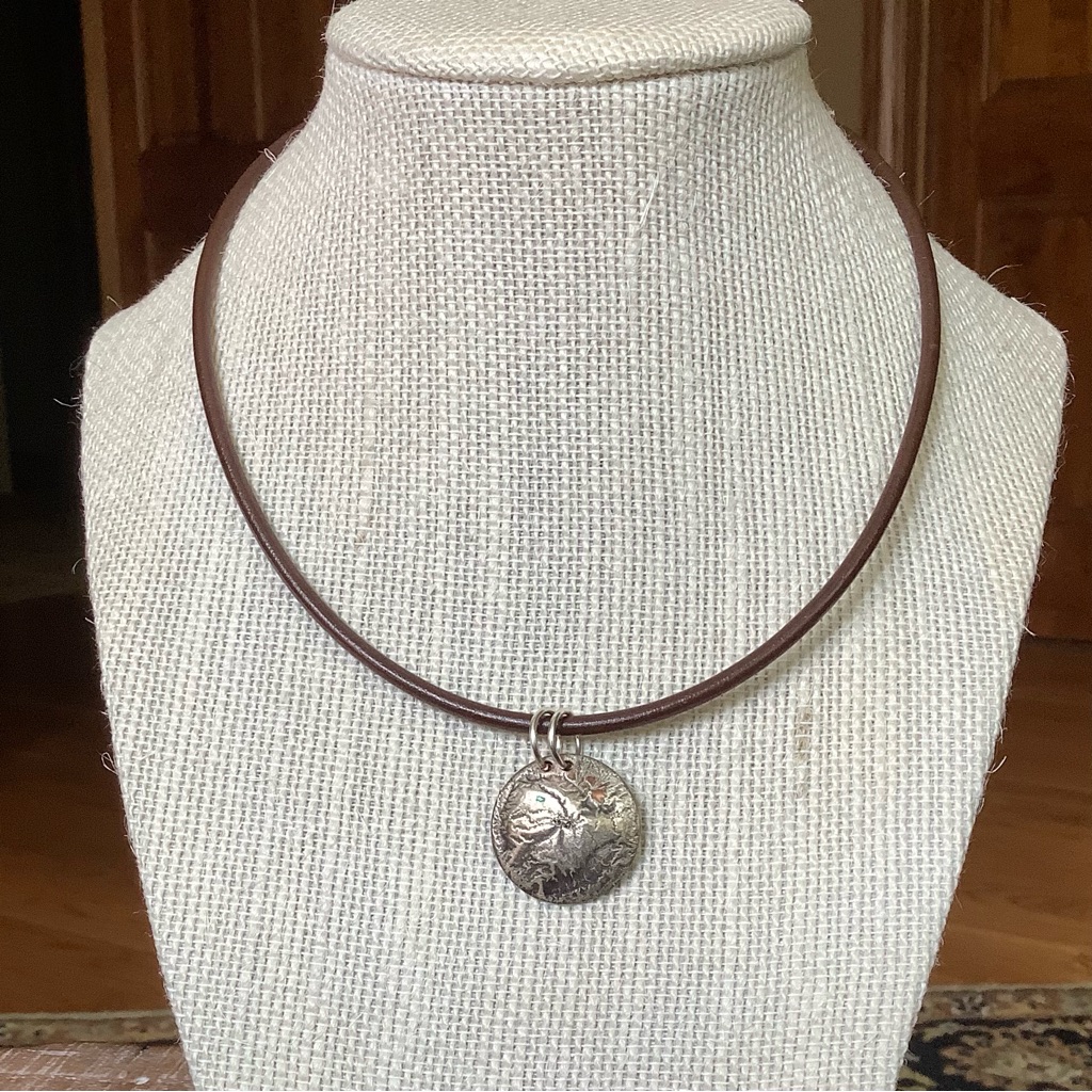 Mixed Metal Copper And Sterling Silver Handmade Necklace Leather Cord